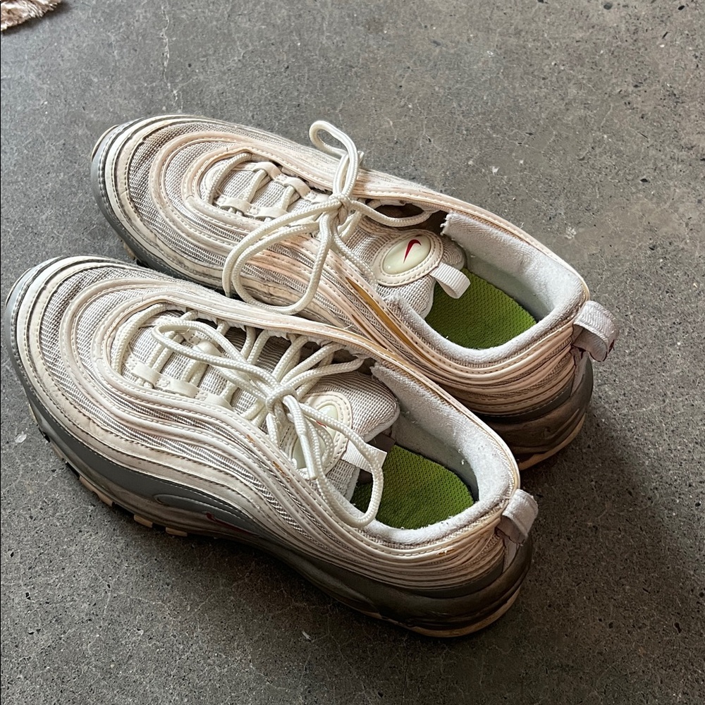 Nike Air Max 97 Sneakers in Off-White with Green Insoles